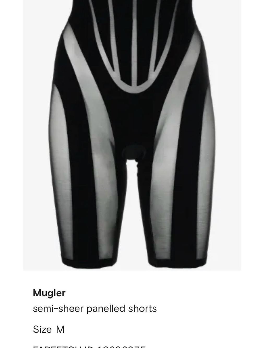 Mugler Black Semi-Sheer Paneled Biker Shorts
